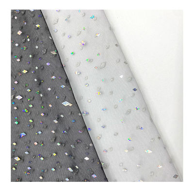 calidad  Breathable Sequin Fabric White Bridal Mesh Sequin Tulle Sparkle Net Fabric For Dress 100% Nylon fábrica